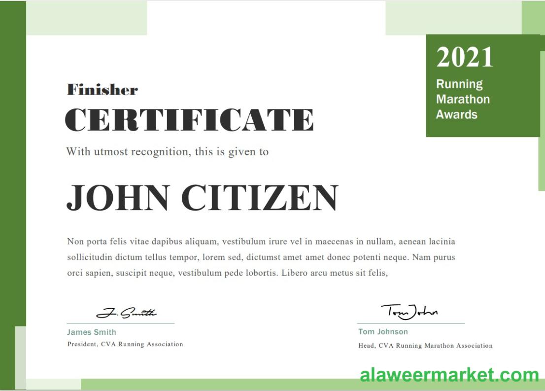 USA Running Award cert